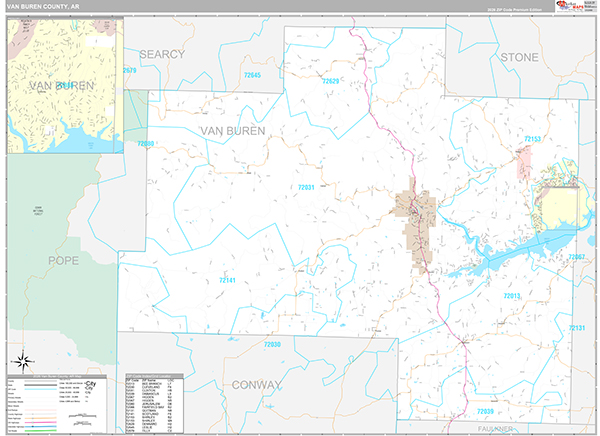 Van Buren County, AR Zip Code Map